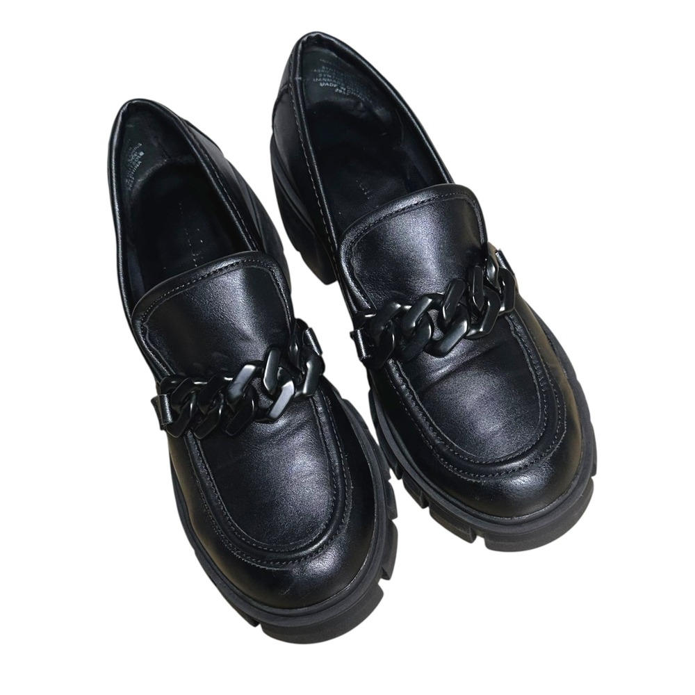 Madden Girl‎ Hoxtonn Black Chunky Platform Lug Sole Chain Loafers HOXT02J1 7M - Picture 4 of 9